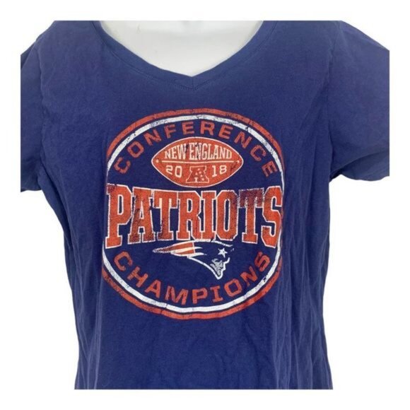 New England Patriots 2018 Conference Champions Fanatics T-Shirt Size L V-Neck - Picture 2 of 5